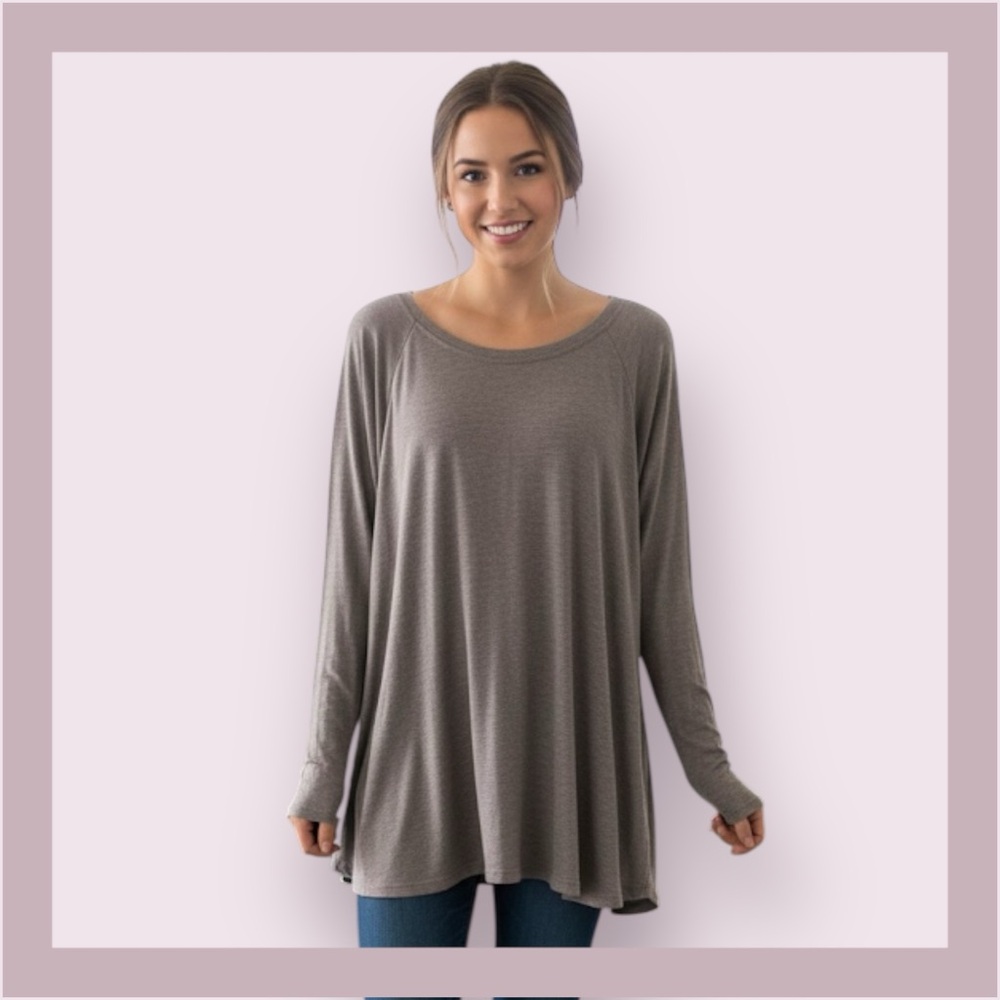 Tommy Hilfiger Sport Heather Grey Oversize Long Sleeve Pullover Size M
